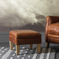 Gallery Interiors Mr. Paddington Stool in Vintage Brown Leather