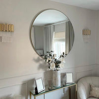 Gallery Interiors Hayle Round Mirror in Champagne