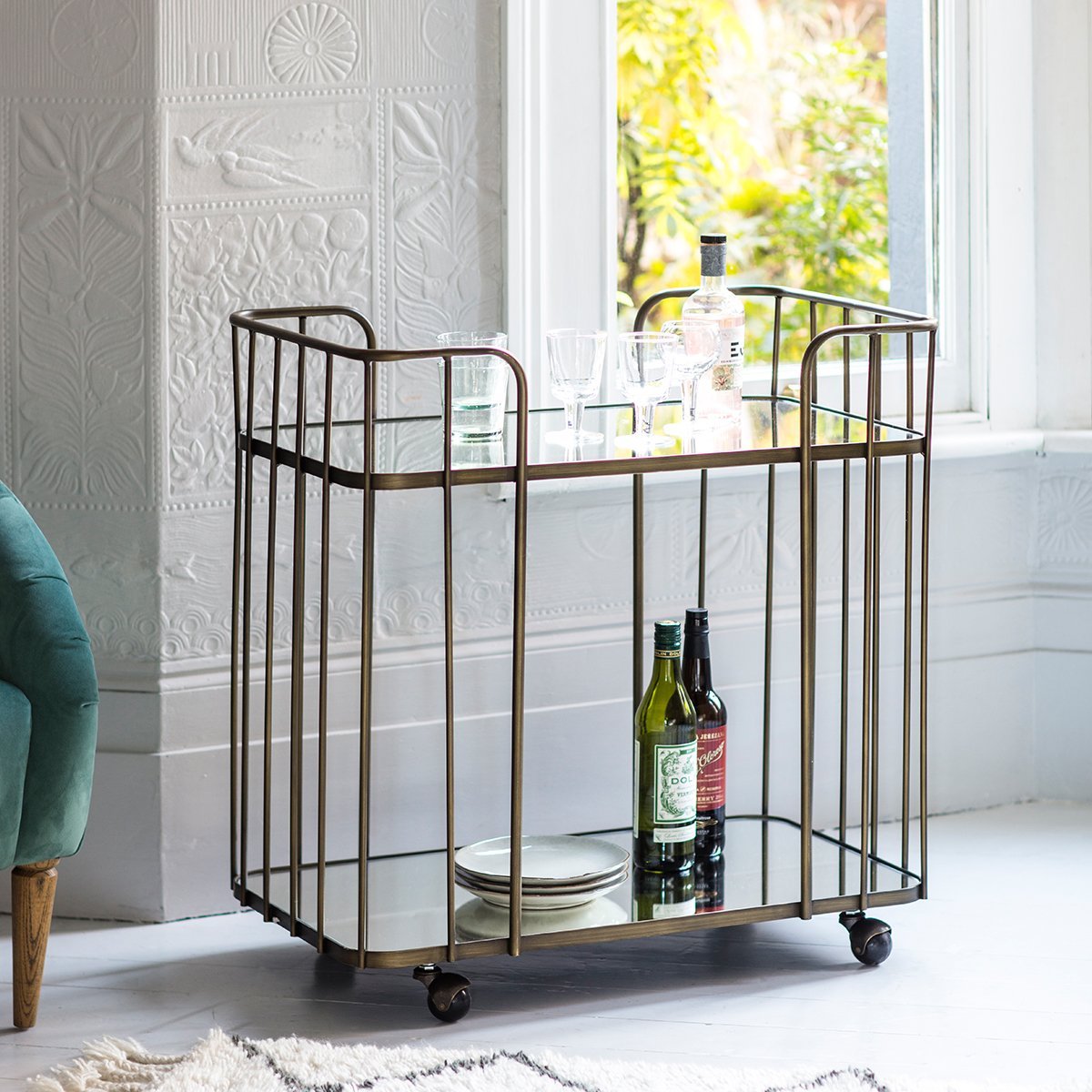 Gallery Interiors Verna Drinks Trolley Bronze | Outlet