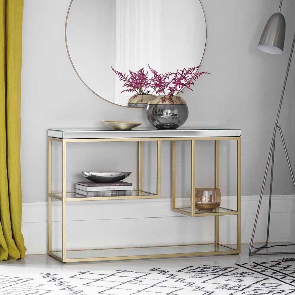 Gallery Pippard Mirrored Top Console Table in Champagne-GalleryDirect-Olivia's