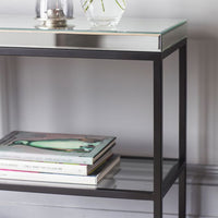 Gallery Interiors Pippard Mirrored Top Console Table in Black