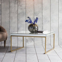 Gallery Interiors Pippard Mirrored Top Coffee Table in Champagne