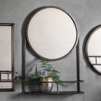 Gallery Interiors Industrial Emerson Mirror with Shelf In Black