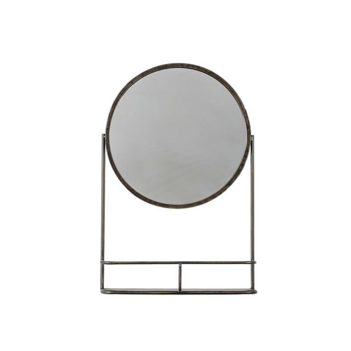  GalleryDirect-Gallery Interiors Industrial Emerson Mirror with Shelf In Black-Bronze 325 