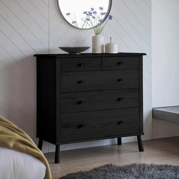 Gallery Interiors Wycombe 5 Drawer Chest Black