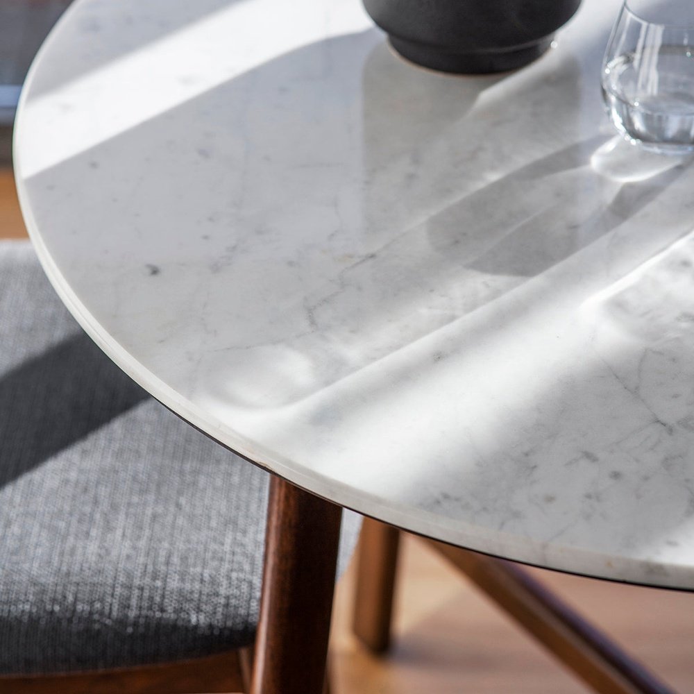 Gallery Barcelona Marble Round Dining Table Set with 4 Dining Chairs-GalleryDirect-Olivia's 