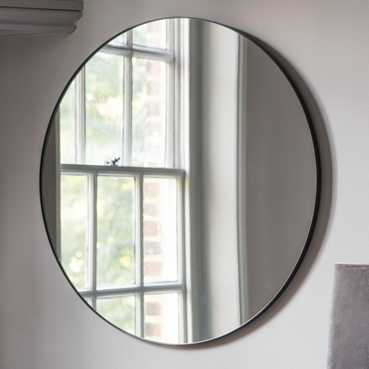 Gallery Interiors Bowie Round Mirror in Black