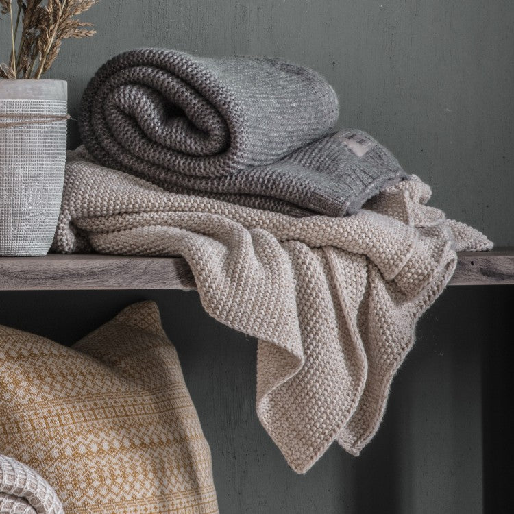Gallery Direct Chunky Knitted Throw Grey