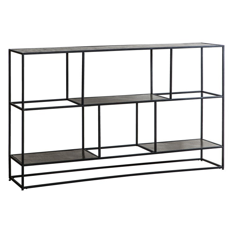 Gallery Interiors Hadston Shelving Unit in Antique Silver