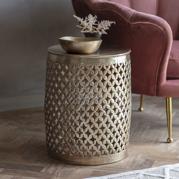 Gallery Interiors Khalasar Side Table in Light Gold