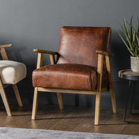 Gallery Interiors Neyland Occasional Chair - Vintage Brown Leather