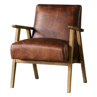 Gallery Interiors Neyland Occasional Chair - Vintage Brown Leather