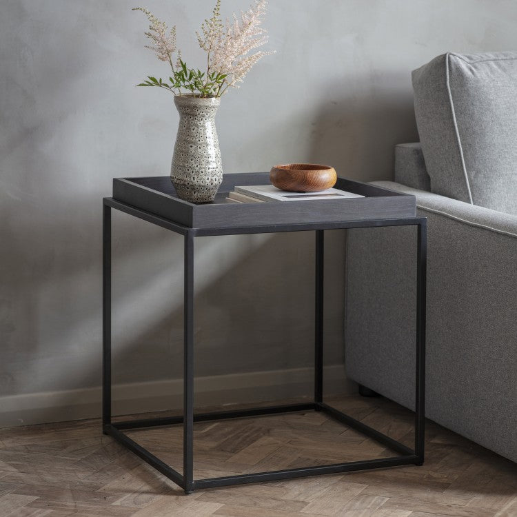 Gallery Interiors Forden Tray Side Table in Black