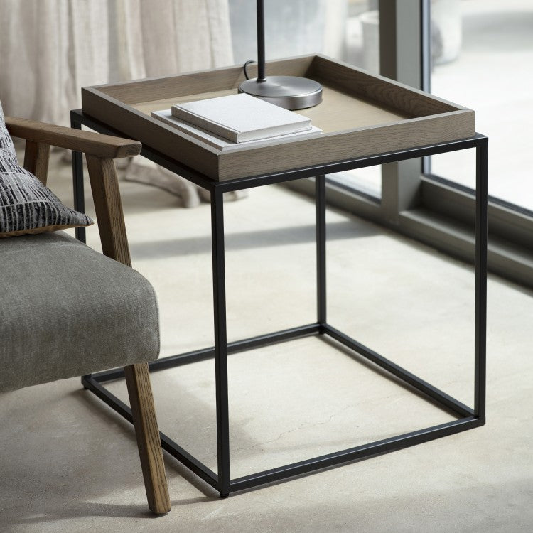 Gallery Interiors Forden Tray Side Table in Grey