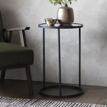 Gallery Interiors Hutton Side Table in Black