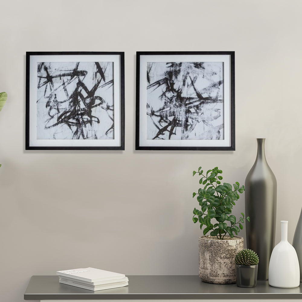 Gallery Interiors Monochrome Abstract Art Set of 2 | Outlet