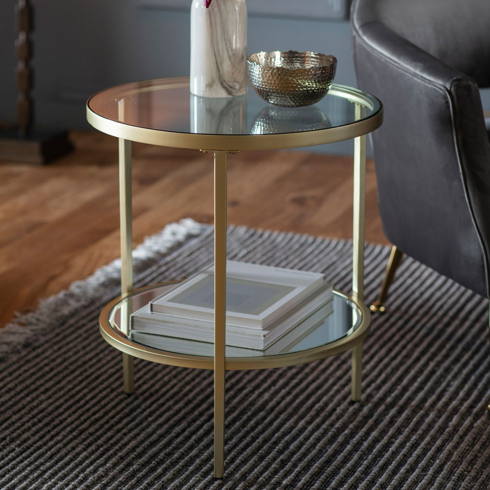 Gallery Interiors Hudson Side Table in Champagne