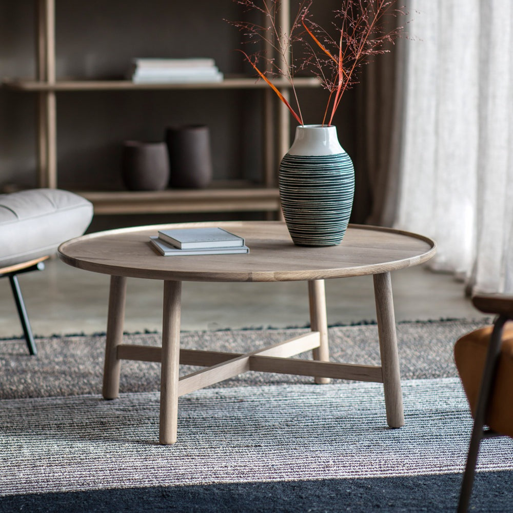 Gallery Interiors Kingham Round Coffee Table in Grey