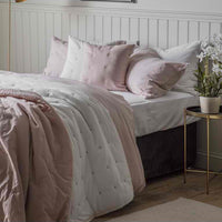 Gallery Interiors Cotton Stitch Blanket Bedspread White Blush