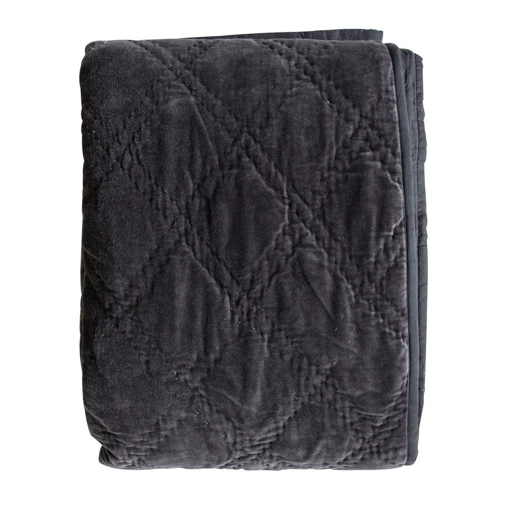 Gallery Interiors Quilted Diamond Blanket Bedspread in Charcoal