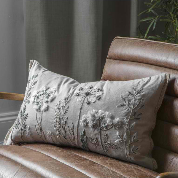 Gallery Interiors Amaryllis Embroidered Cushion