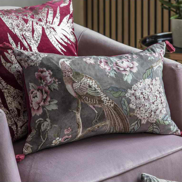 Gallery Interiors Floral Partridge Tassel Cushion