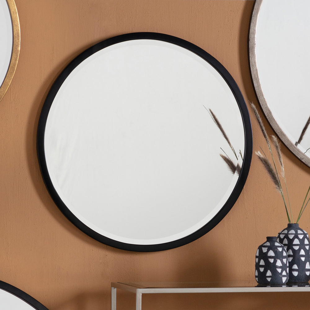 Gallery Interiors Higgins Round Mirror in Black