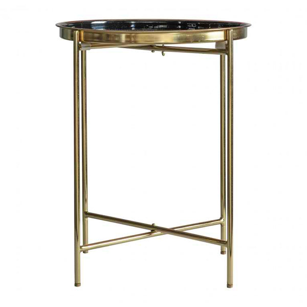 Gallery Interiors Valetta Side Table in Black and Gold
