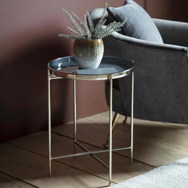 Gallery Interiors Valetta Side Table in Silver