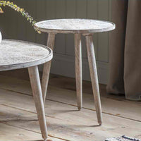 Gallery Interiors Agra Side Table in Natural White