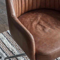 Gallery Interiors Curie Swivel Chair in Vintage Brown Leather