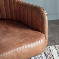 Gallery Interiors Curie Swivel Chair in Vintage Brown Leather