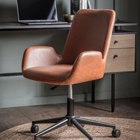 Gallery Interiors Faraday Swivel Chair in Brown