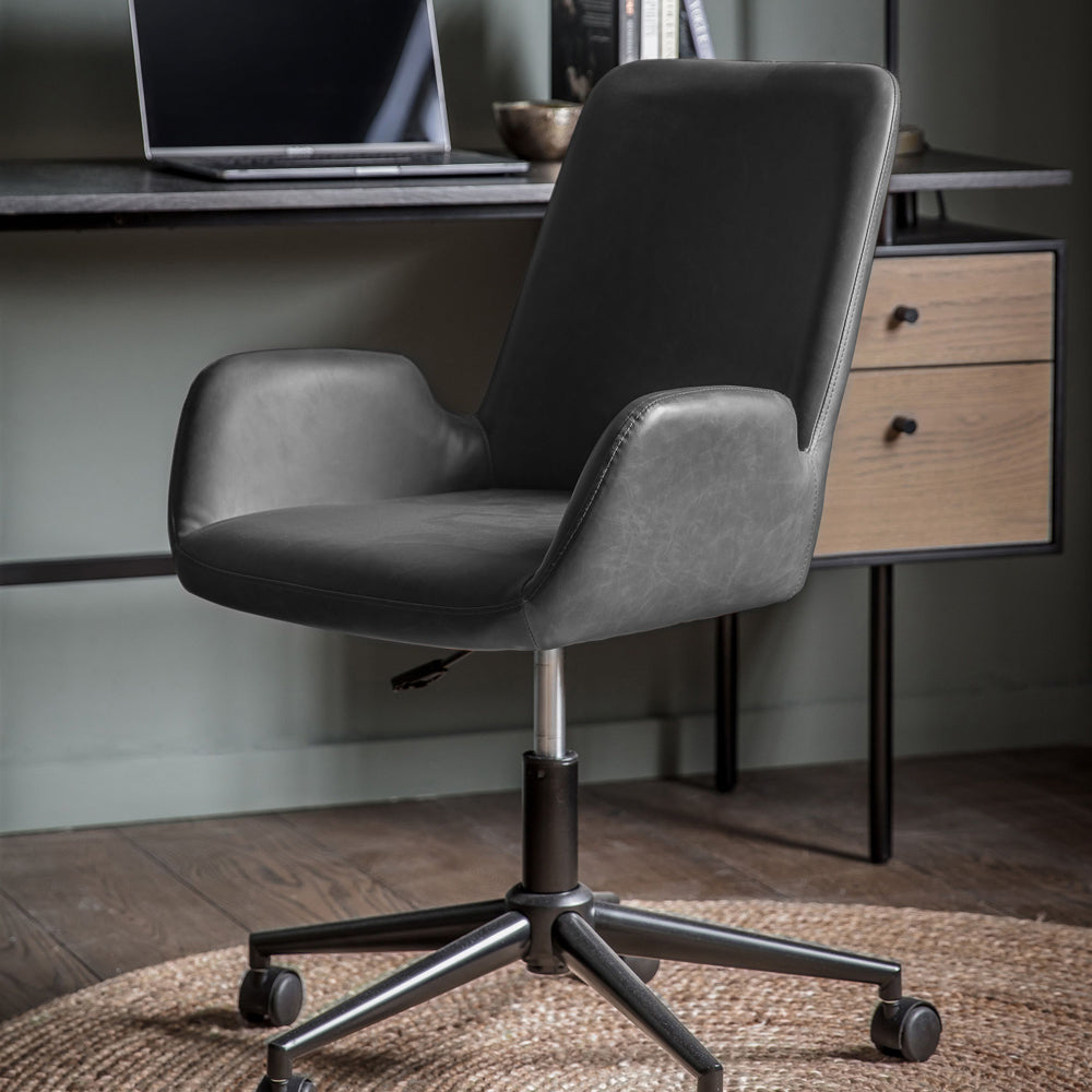 Gallery Interiors Faraday Swivel Chair in Charcoal
