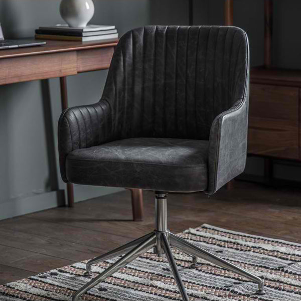 Gallery Interiors Curie Swivel Chair in Antique Ebony