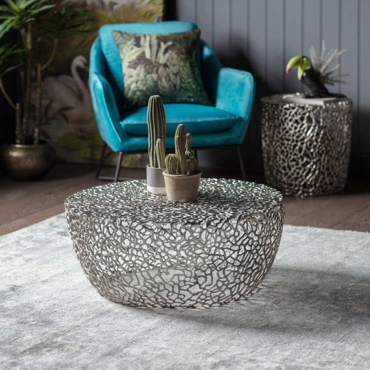 Gallery Interiors Verdant Coffee Table in Silver