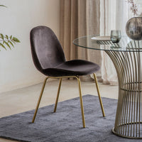 Gallery Interiors Set of 2 Flanagan Velvet Dining Chairs in Chocolate Brown