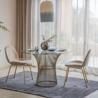 Gallery Interiors Set of 2 Flanagan Velvet Dining Chairs in Oatmeal