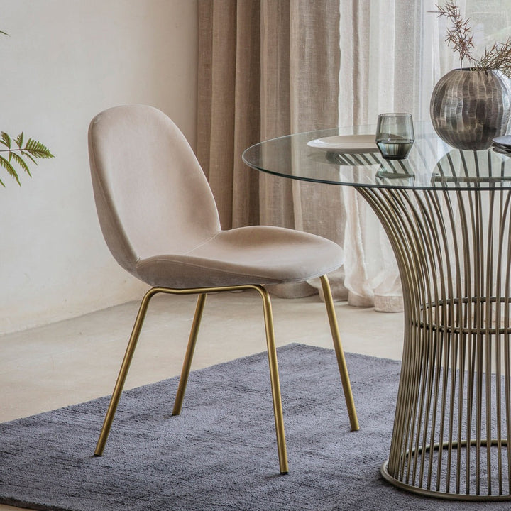 Flanagan Set of 2 Velvet Dining Chairs - Oatmeal GalleryDirect 4