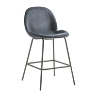 Gallery Interiors Set of 2 Flanagan Velvet Bar Stools in Dark Grey