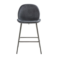 Gallery Interiors Set of 2 Flanagan Velvet Bar Stools in Dark Grey