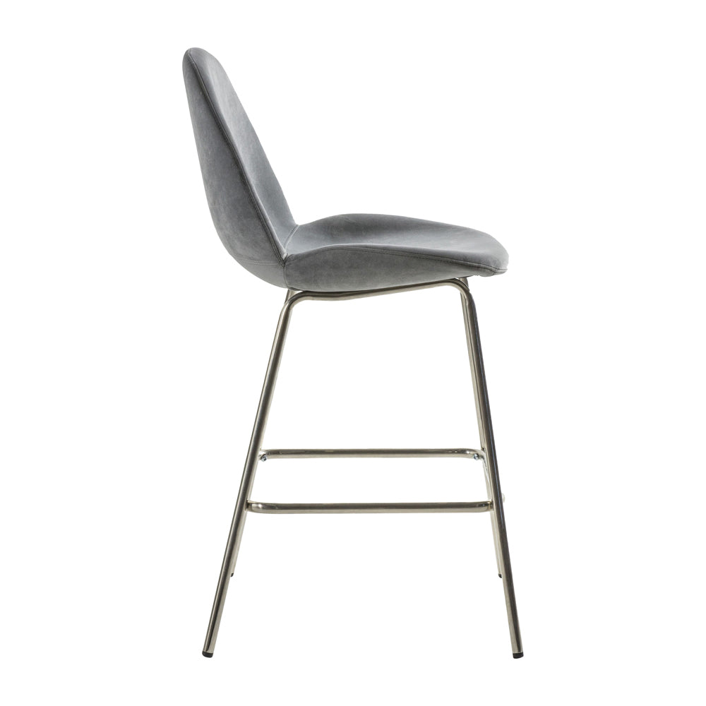 Gallery Interiors Set of 2 Flanagan Velvet Bar Stools in Light Grey