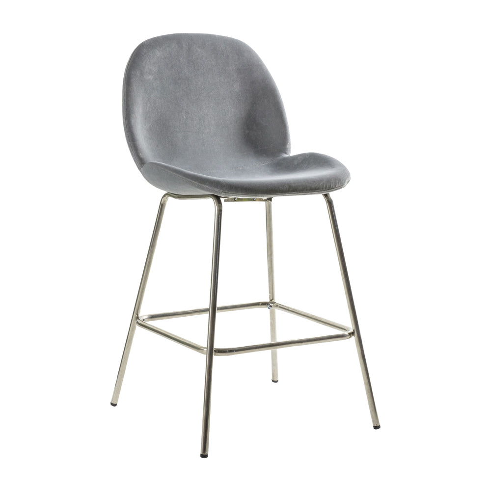 Gallery Interiors Set of 2 Flanagan Velvet Bar Stools in Light Grey