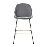 Gallery Interiors Set of 2 Flanagan Velvet Bar Stools in Light Grey