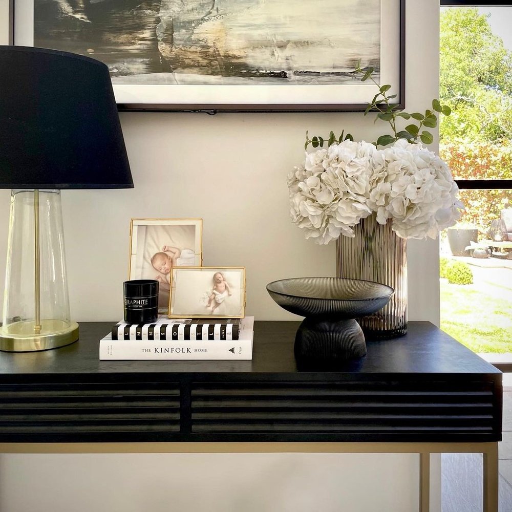 Gallery Interiors Ripple 2 Drawer Black Console Table