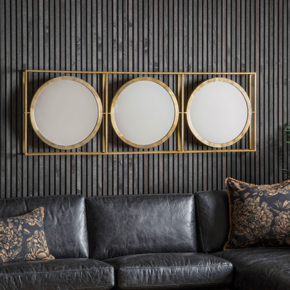 Gallery Interiors Hague Wall Mirror in Brass