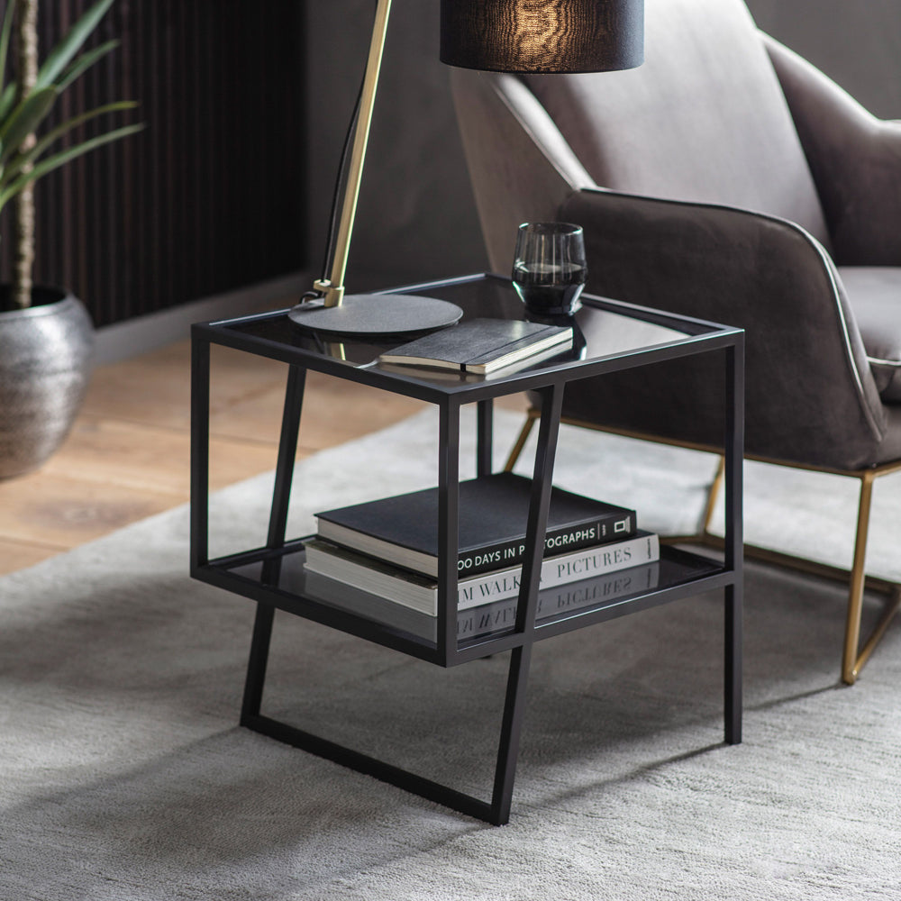Gallery Interiors Putney Side Table in Black