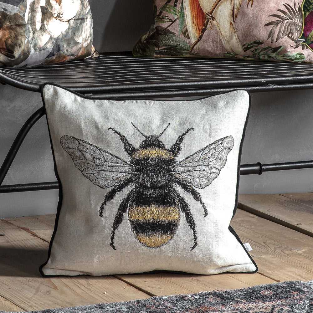 Gallery Interiors Tapestry Bee Natural Cushion