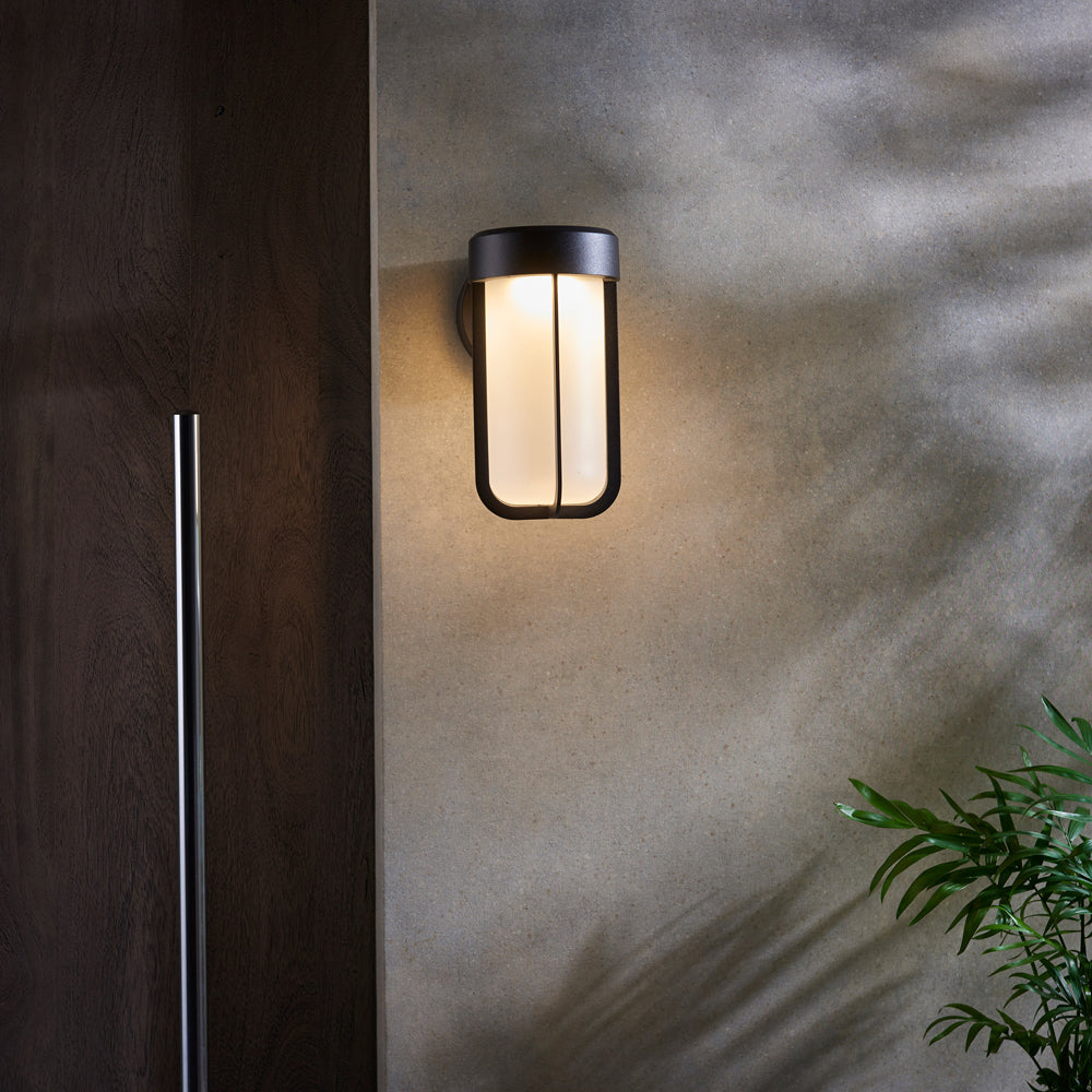 Olivia's Ava Outdoor Wall Light in Black with Frosted Glass