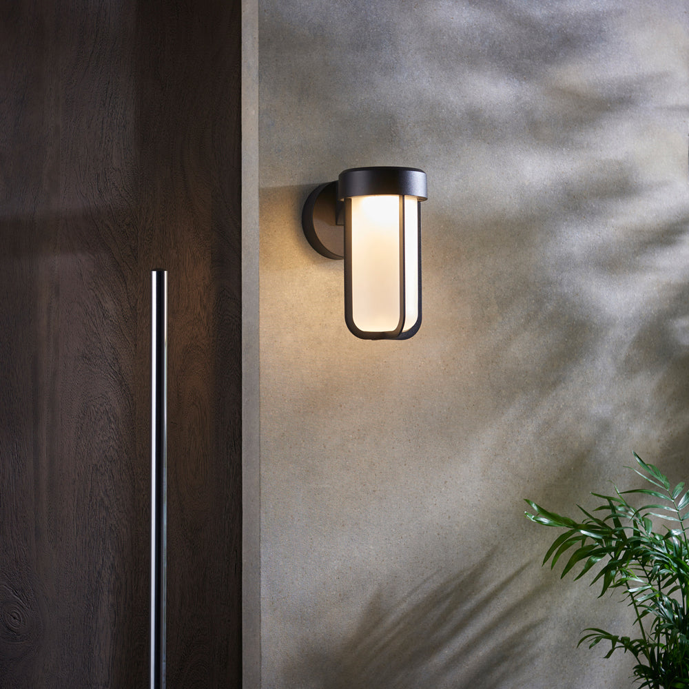 Olivia's Ava Outdoor Wall Light in Black with Frosted Glass